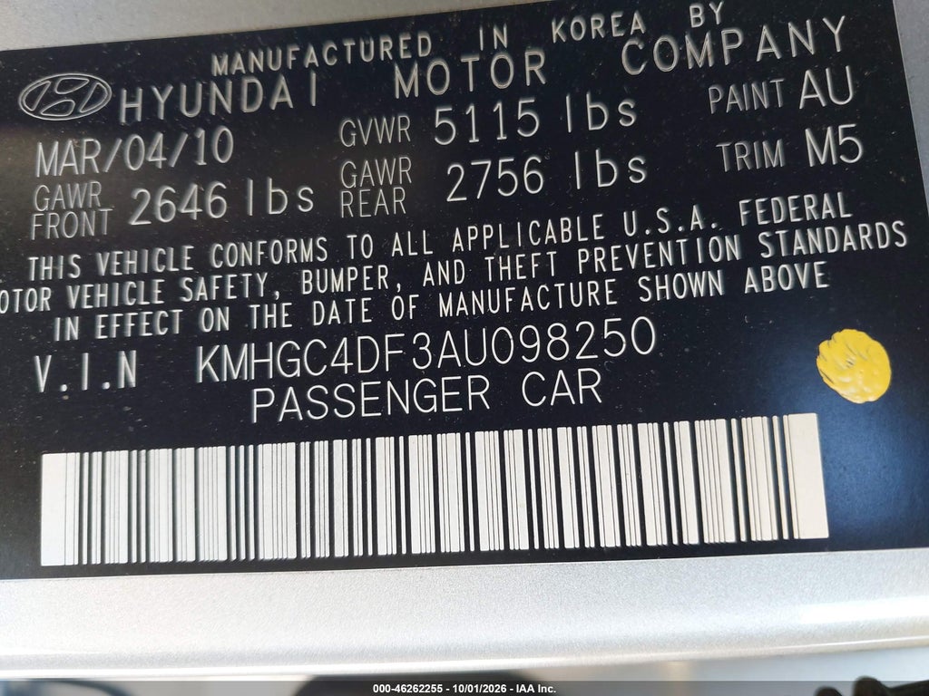 2010 Hyundai Genesis 4.6 photo 9