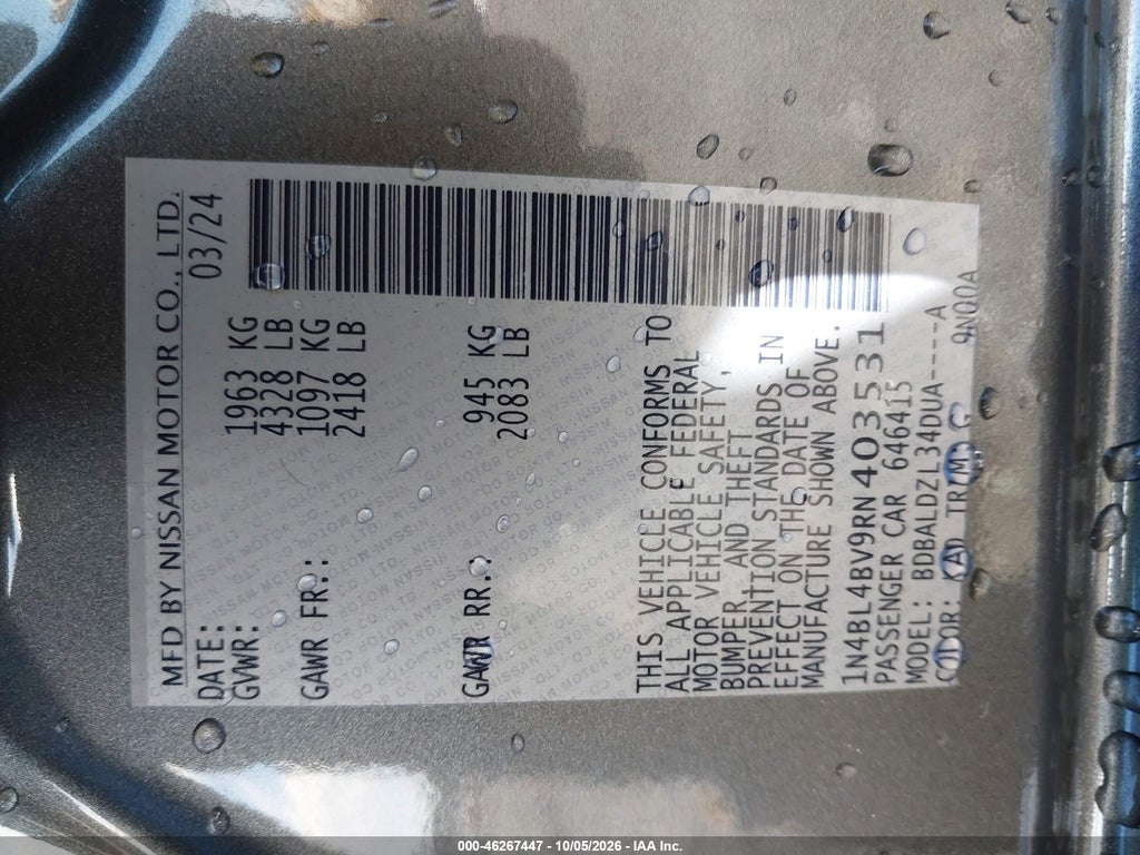 2024 Nissan Altima S FWD photo 9
