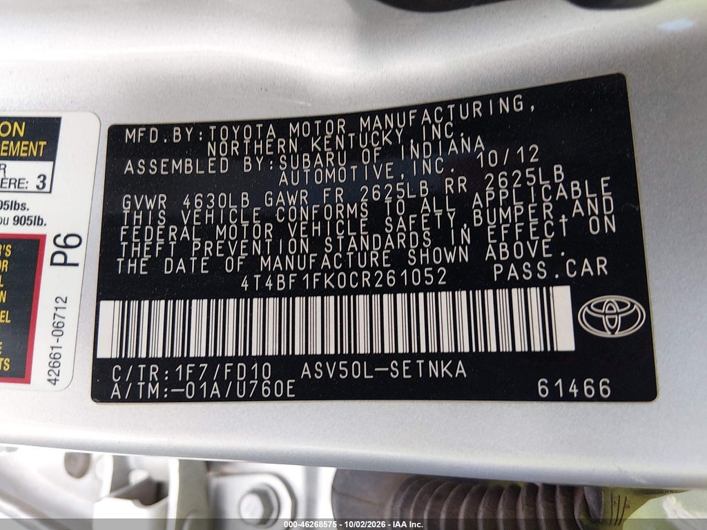 2012 Toyota Camry LE photo 9