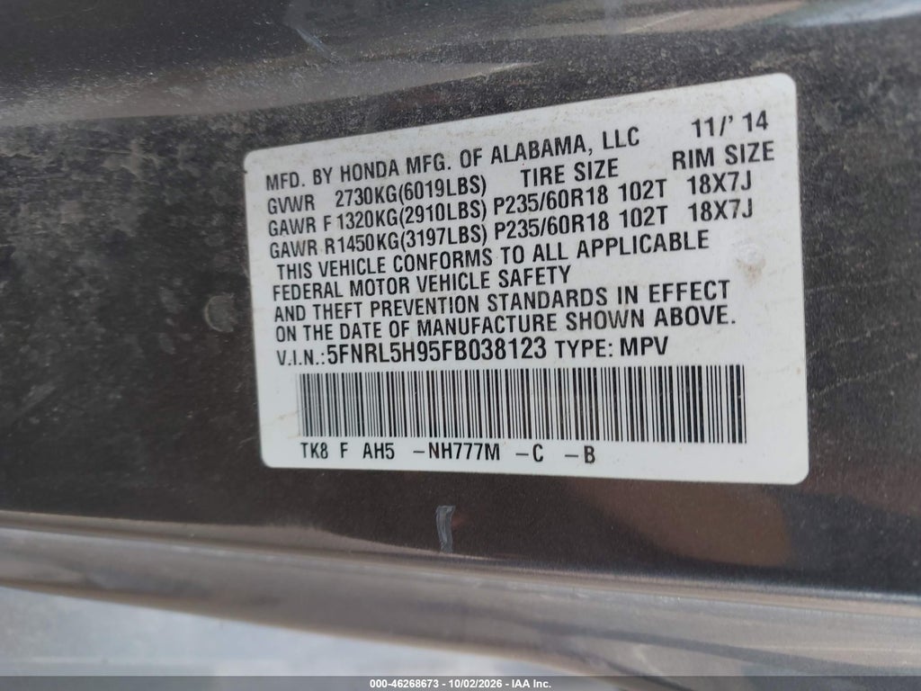 2015 Honda Odyssey Touring/Touring Elite photo 9