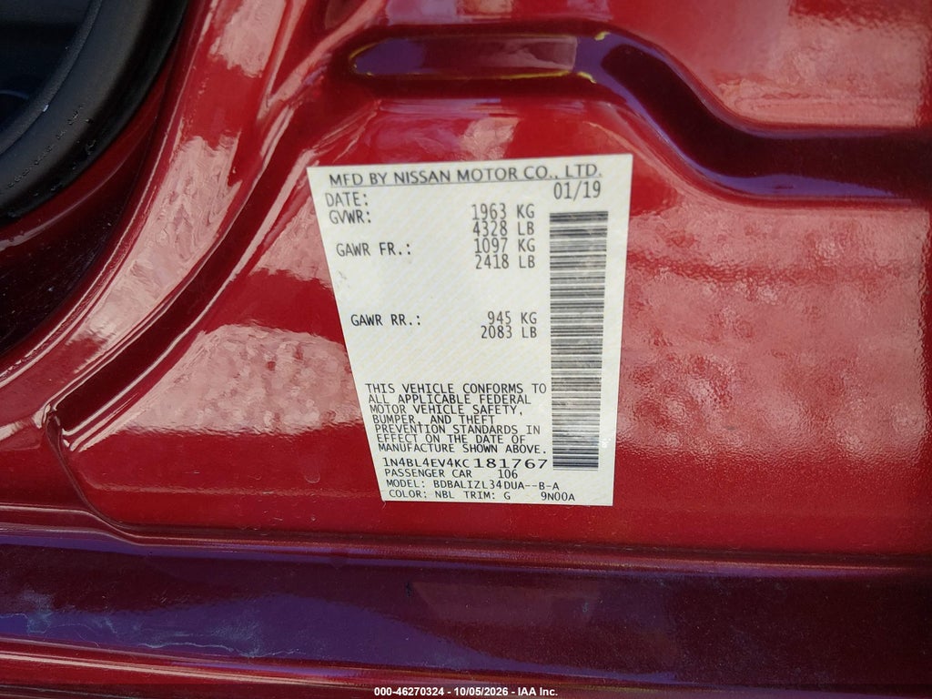 2019 Nissan Altima 2.5 SL photo 9