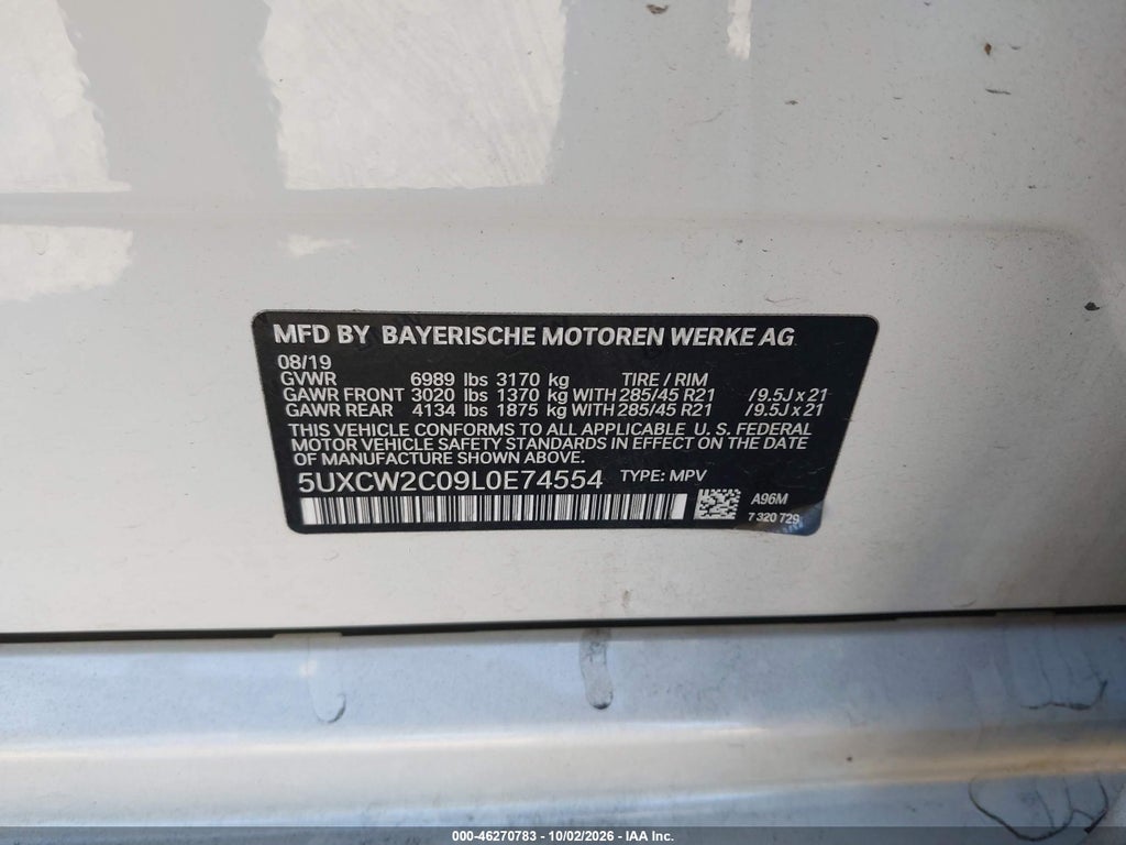 2020 BMW X7 XDRIVE40I photo 9