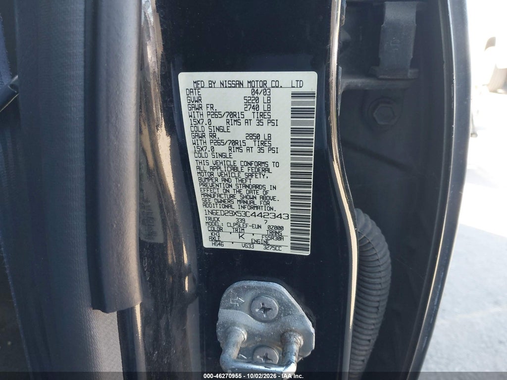 2003 Nissan Frontier XE-V6 photo 9