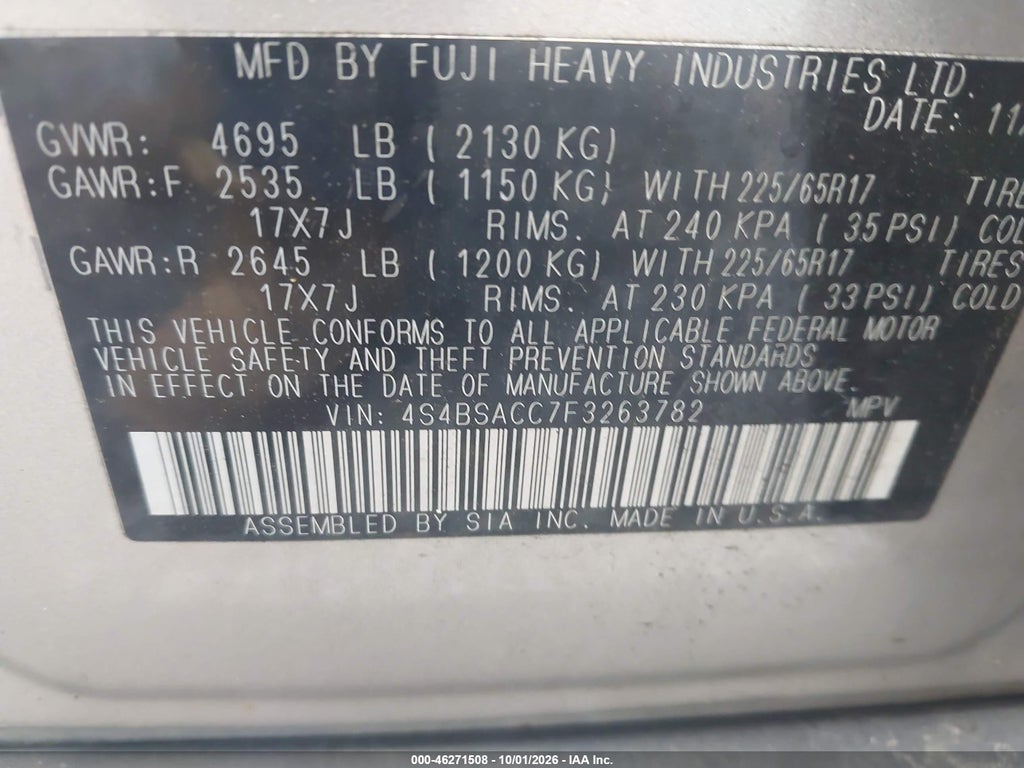 2015 Subaru Outback 2.5I Premium photo 9