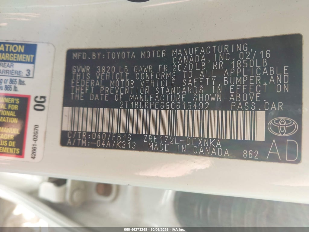 2016 Toyota Corolla LE photo 9