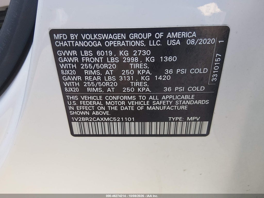 2021 Volkswagen Atlas 3.6L V6 SEL photo 9