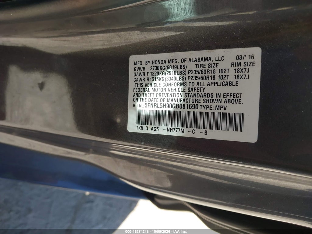 2016 Honda Odyssey Touring/Touring Elite photo 9