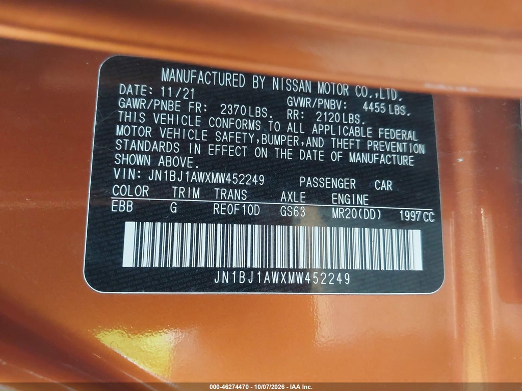 2021 Nissan Rogue Sport S AWD Xtronic CVT photo 9