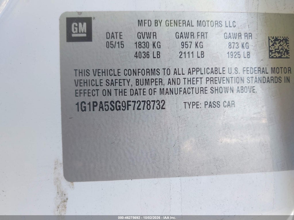 2015 Chevrolet Cruze LS Auto photo 9
