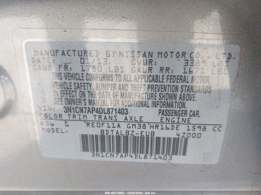 2013 Nissan Versa 1.6 SV photo 9