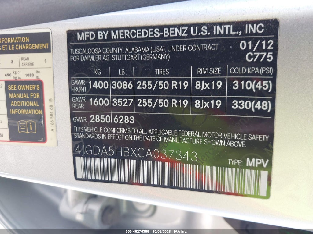 2012 Mercedes-Benz ML 350 4MATIC photo 9