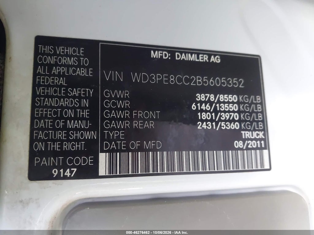 2011 Mercedes-Benz Sprinter 2500 High Roof photo 9
