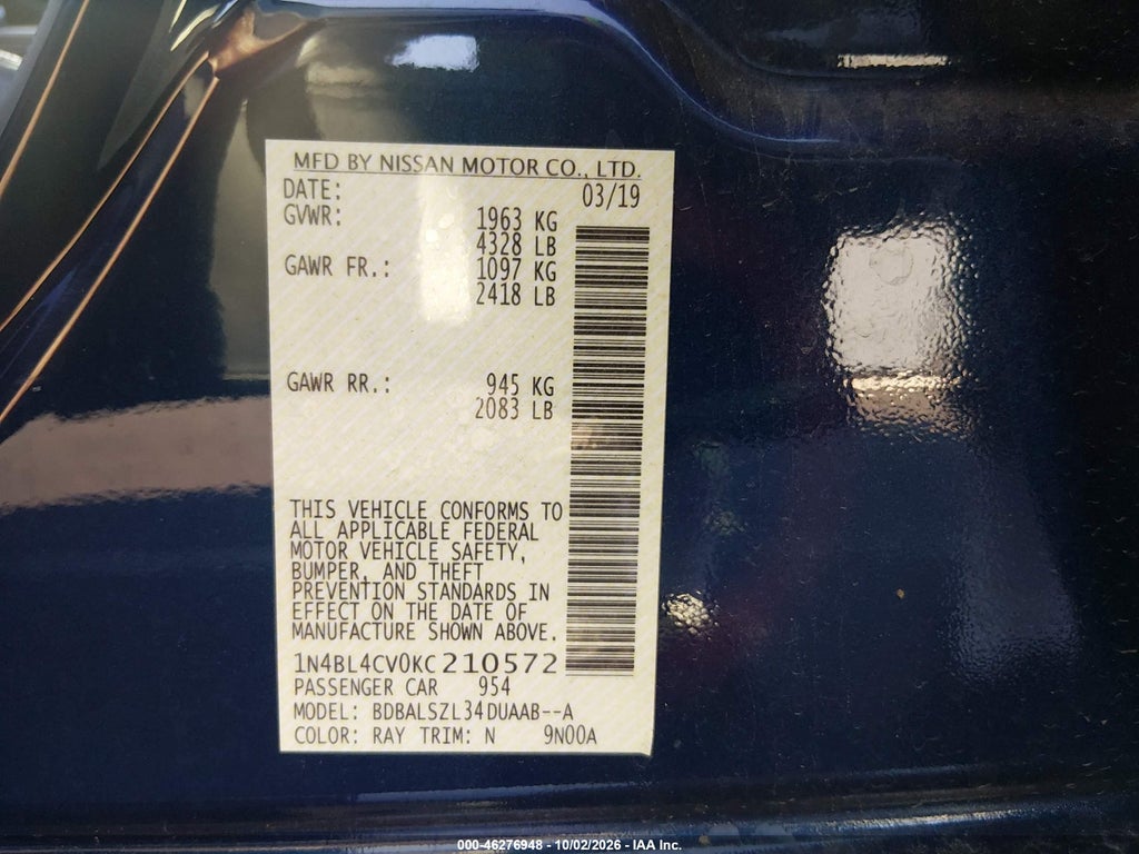2019 Nissan Altima 2.5 SR photo 9
