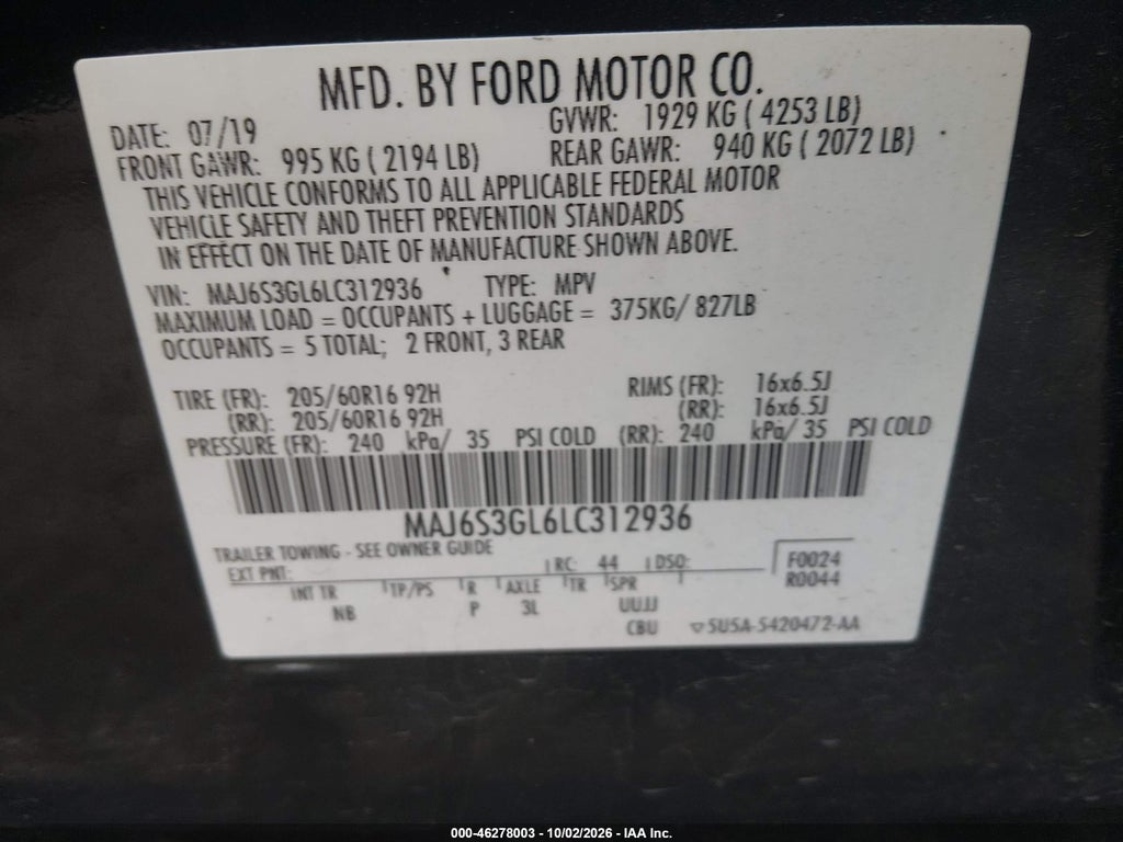2020 Ford Ecosport SE photo 9