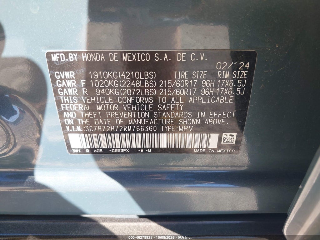 2024 Honda HR-V AWD EX-L/AWD EX-L W/O BSI photo 9