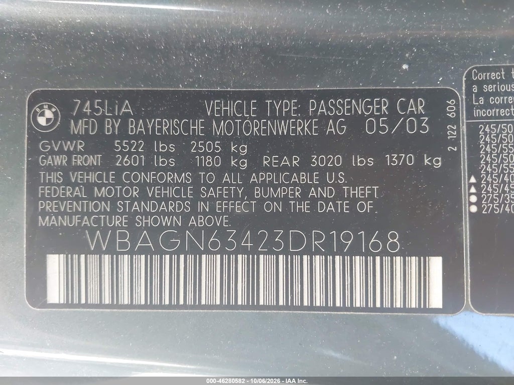 2003 BMW 745LI photo 9