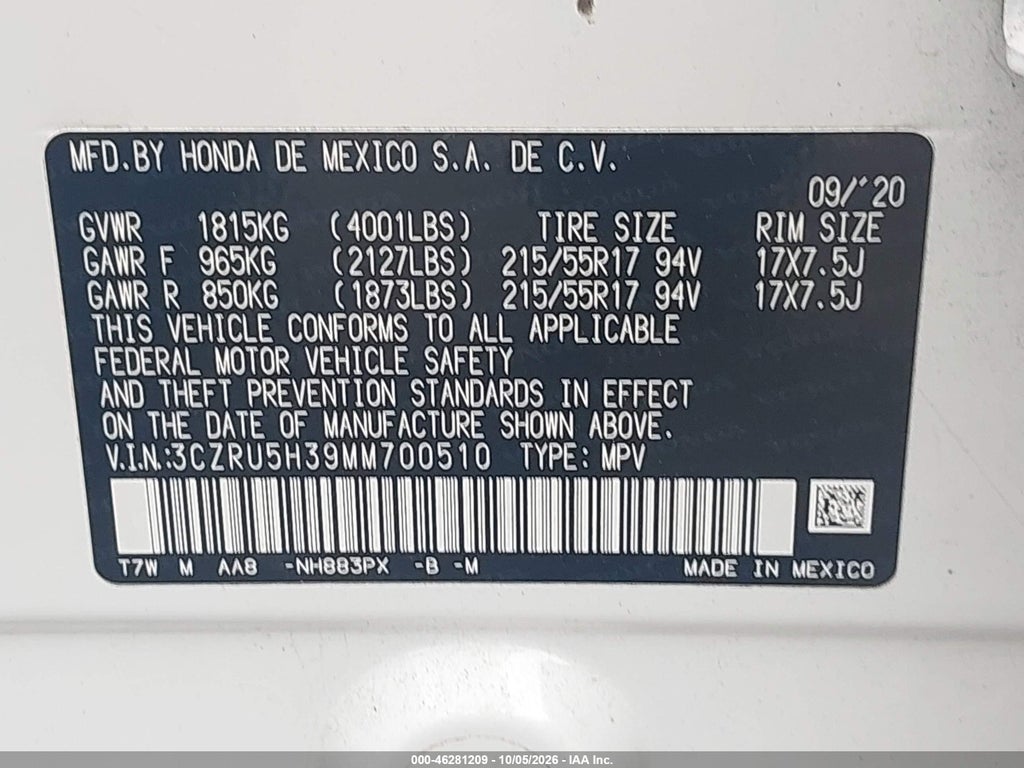 2021 Honda HR-V 2WD LX photo 9