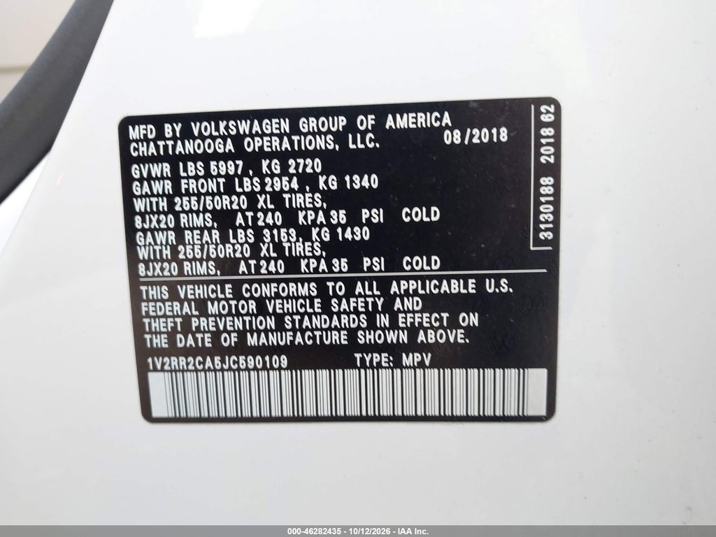 2018 Volkswagen Atlas 3.6L V6 SEL photo 9