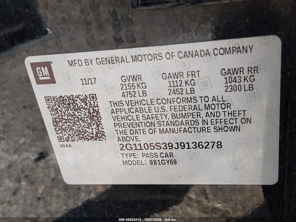 2018 Chevrolet Impala 1LT photo 9