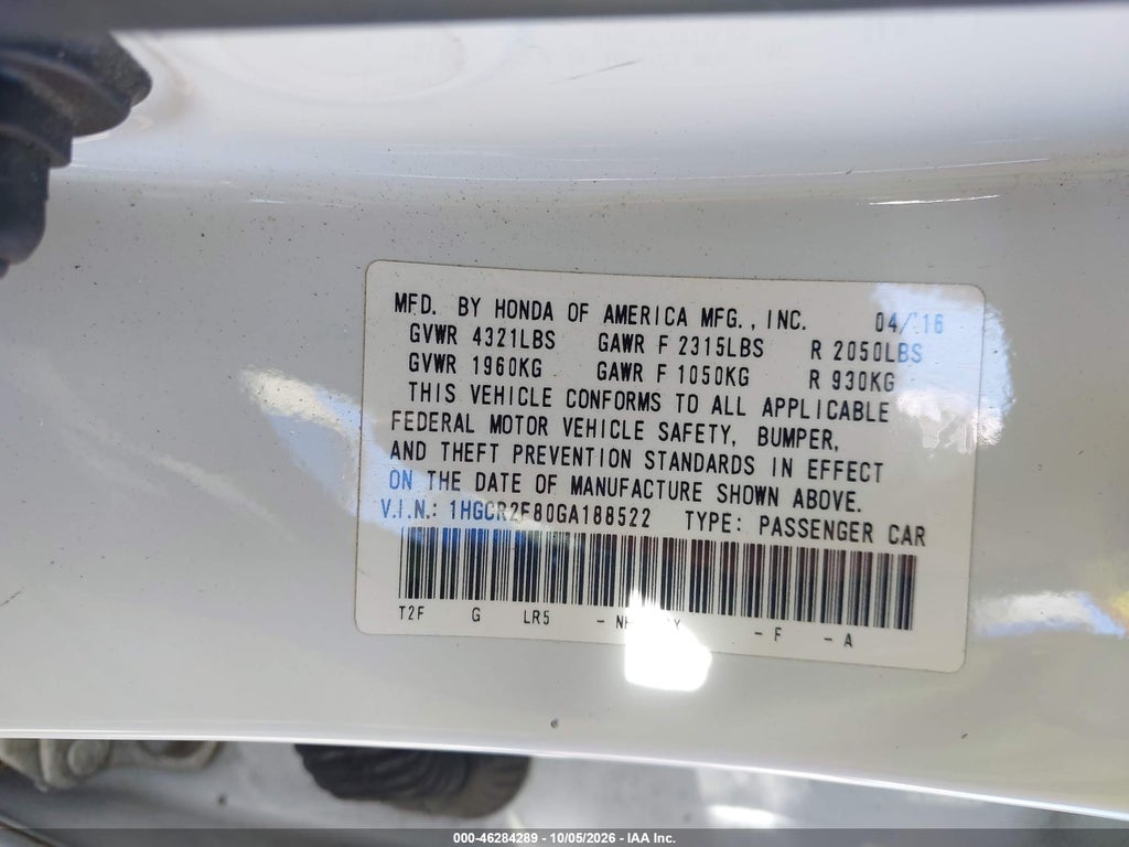 2016 Honda Accord EX-L photo 9