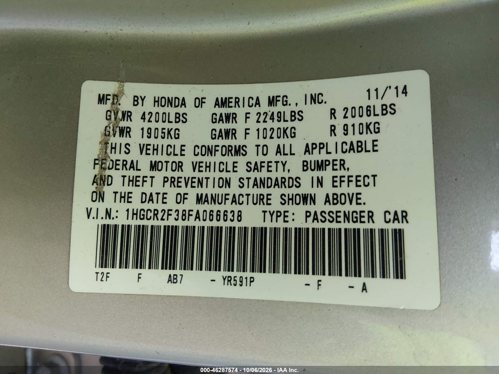 2015 Honda Accord LX photo 9