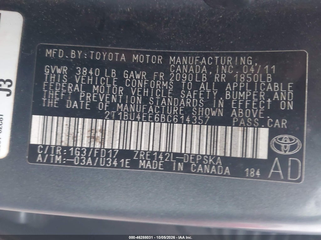 2011 Toyota Corolla S photo 9