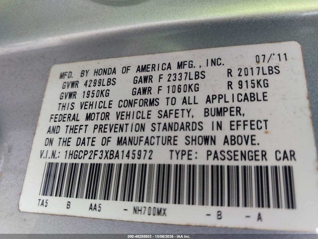 2011 Honda Accord 2.4 LX photo 9