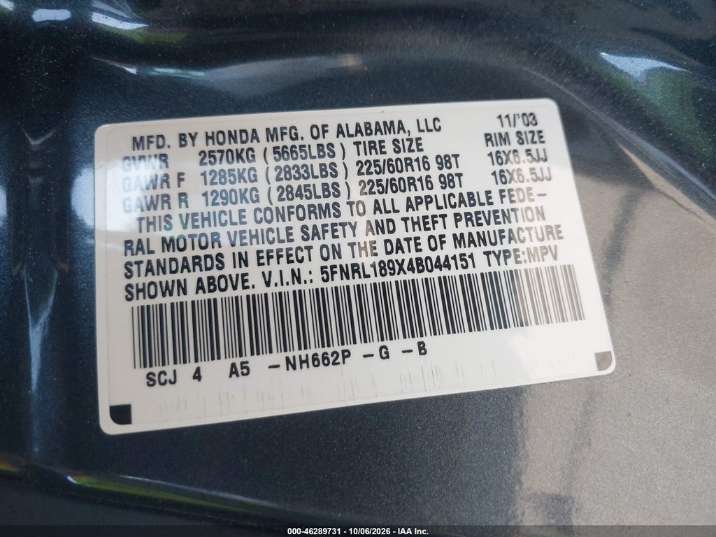 2004 Honda Odyssey EX-L photo 9