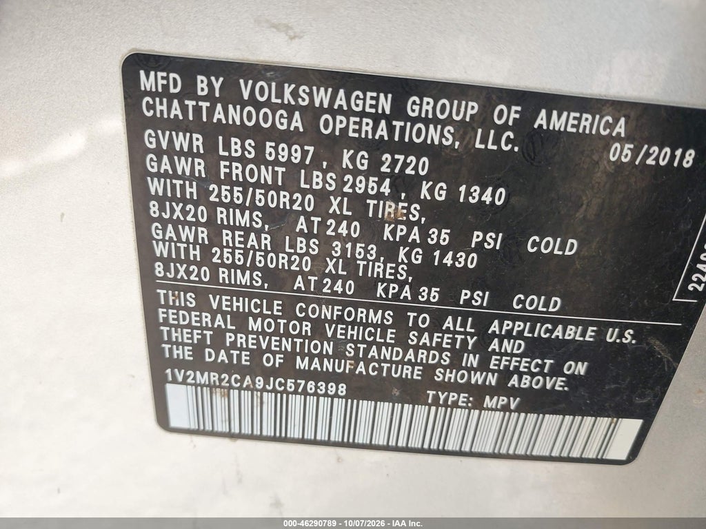 2018 Volkswagen Atlas 3.6L V6 SEL photo 9