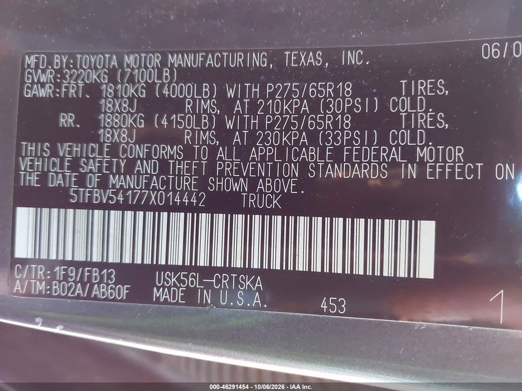2007 Toyota Tundra SR5 5.7L V8 photo 9