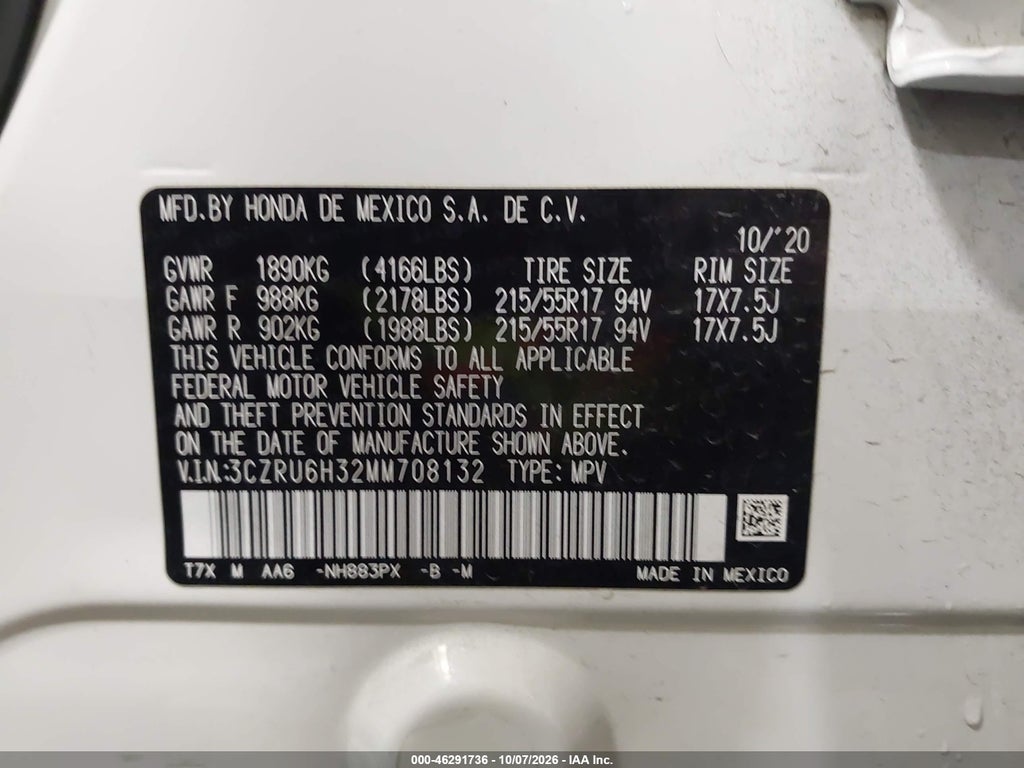 2021 Honda HR-V AWD LX photo 9