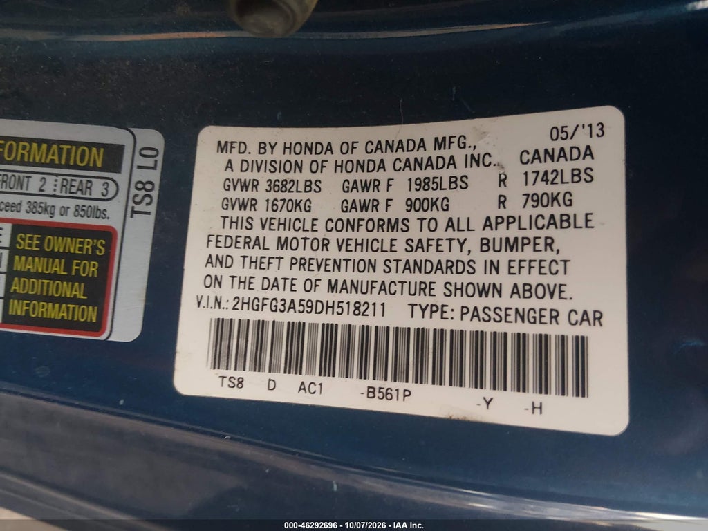 2013 Honda Civic LX photo 9
