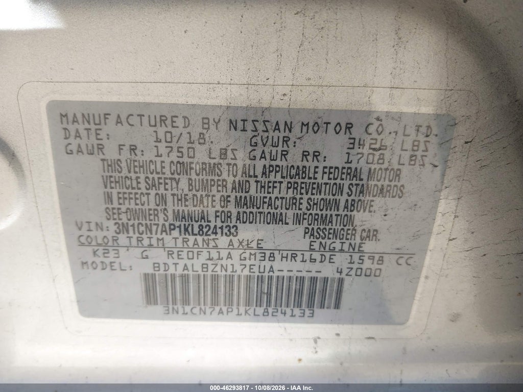 2019 Nissan Versa 1.6 SV photo 9