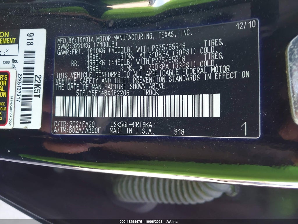 2011 Toyota Tundra Grade 5.7L V8 photo 9