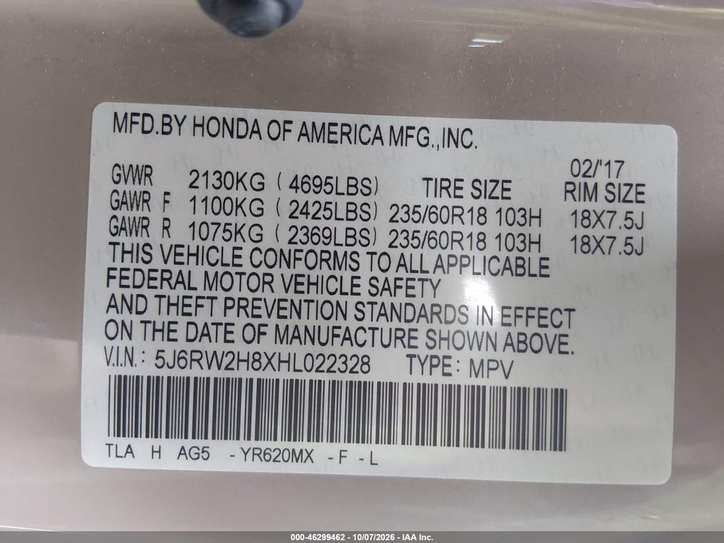 2017 Honda CR-V EX-L/EX-L Navi photo 9
