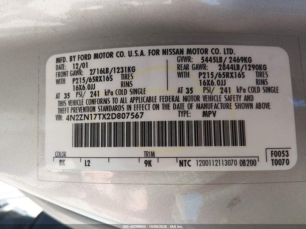 2002 Nissan Quest GLE photo 9