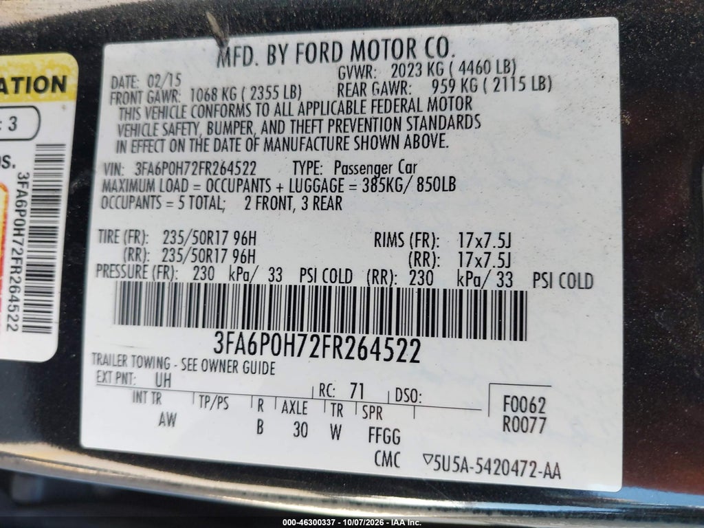 2015 Ford Fusion SE photo 9