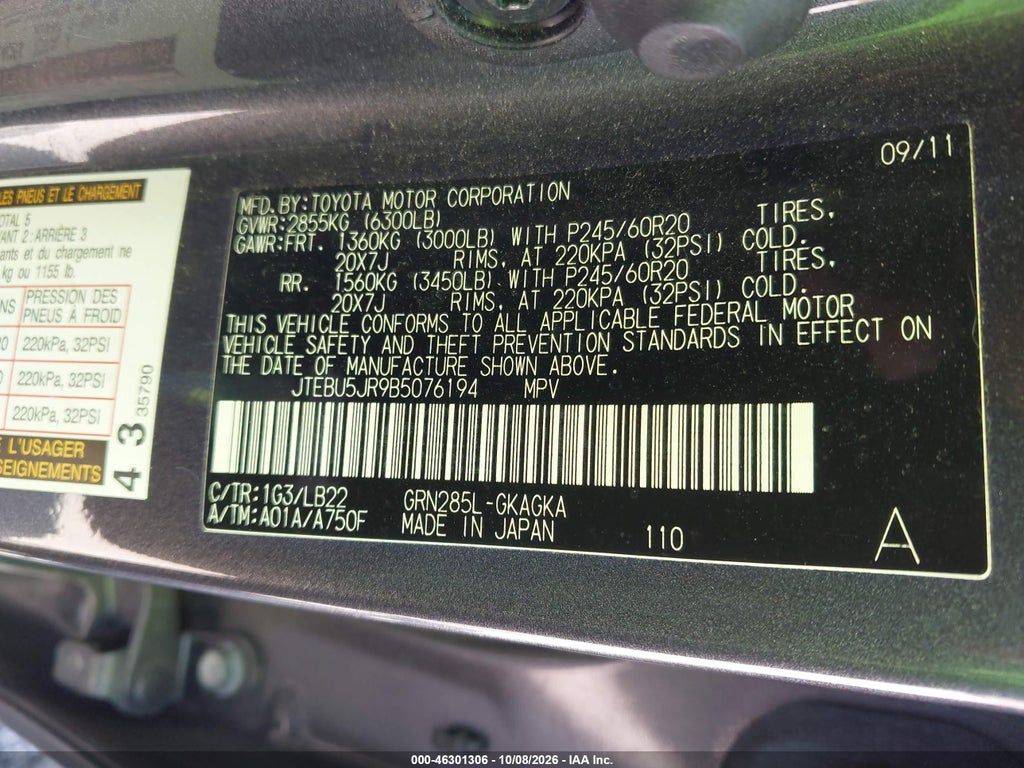 2011 Toyota 4RUNNER Limited V6 photo 9