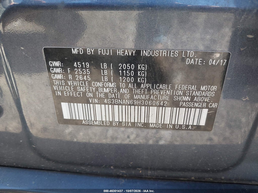 2017 Subaru Legacy 2.5I Limited photo 9
