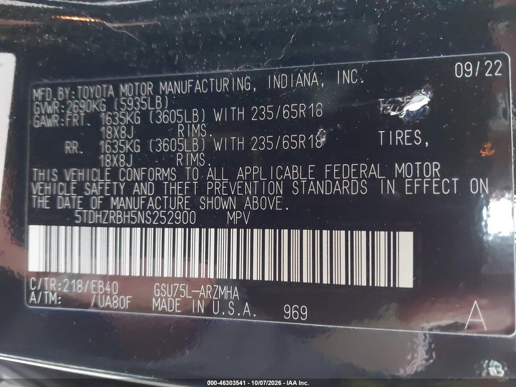 2022 Toyota Highlander XLE photo 9