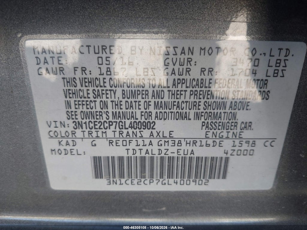 2016 Nissan Versa Note S (sr)/S Plus/SL/SR/SV photo 9