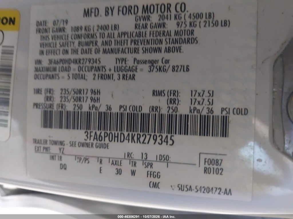 2019 Ford Fusion SE photo 9