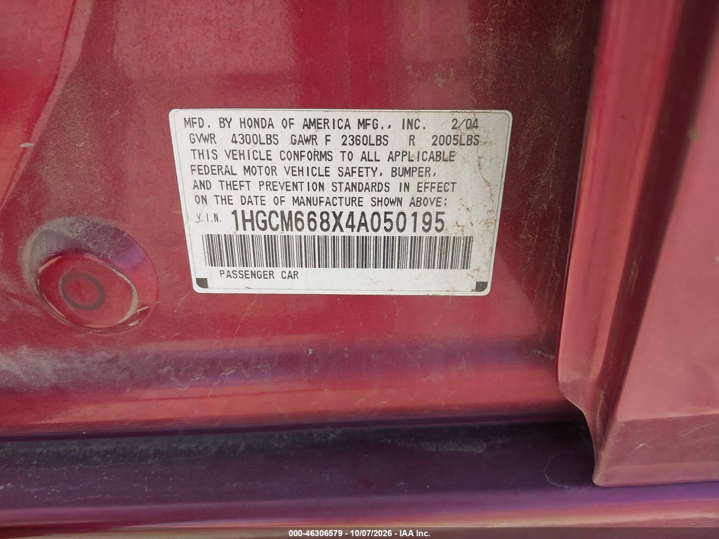 2004 Honda Accord 3.0 EX photo 9