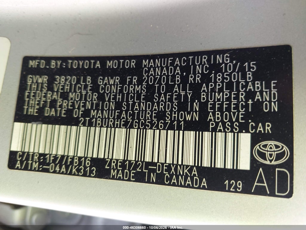 2016 Toyota Corolla LE photo 9