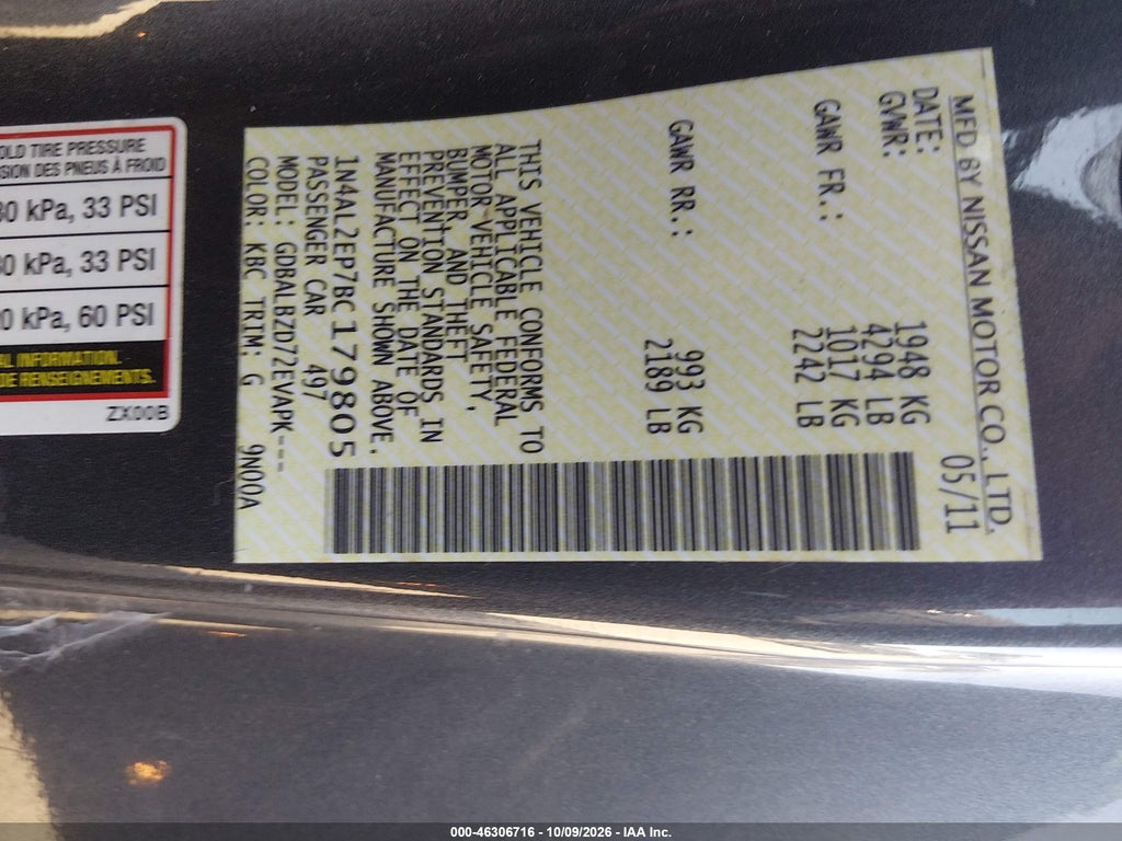 2011 Nissan Altima 2.5 S photo 9