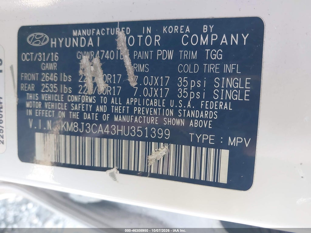 2017 Hyundai Tucson SE photo 9