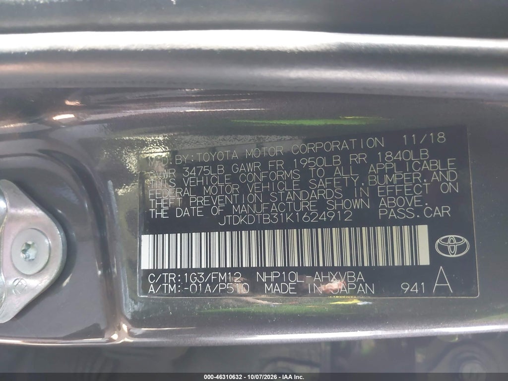 2019 Toyota Prius C L photo 9