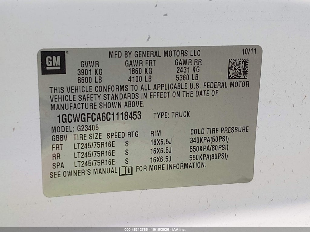 2012 Chevrolet Express 2500 Work Van photo 9