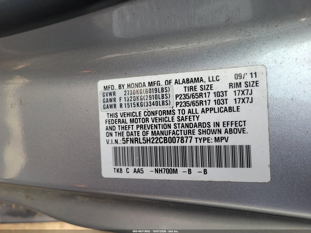2012 Honda Odyssey LX photo 9