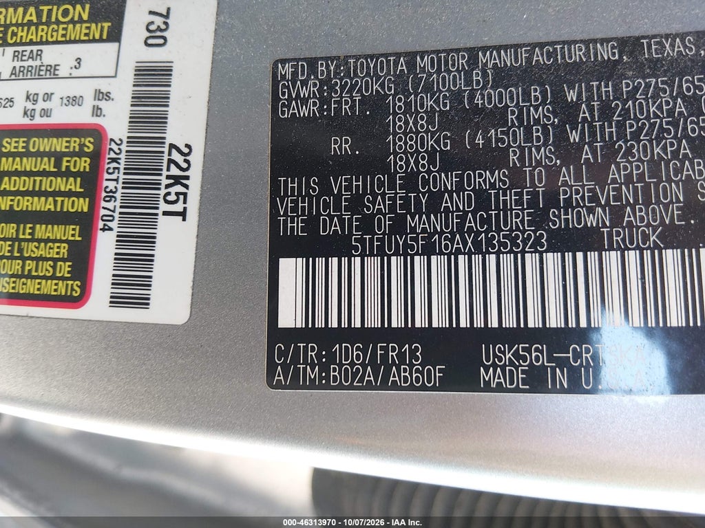 2010 Toyota Tundra Grade 5.7L V8 photo 9
